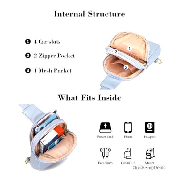 Small Vegan Leather Sling Bag Crossbody Purse Lightweight Travel Everyday - Picture 3 of 7